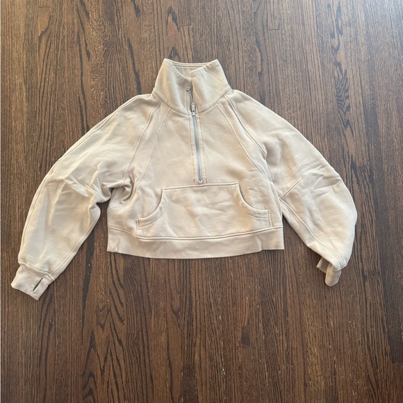 Women's Beige Half-Zip Pullover - Picture 1 of 2